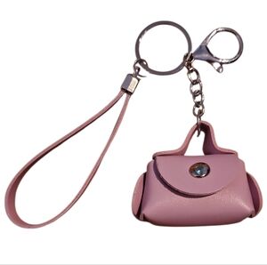 Pink And Silver Mini Bag Keychain Or Bag Charm, Change Purse, Like New
